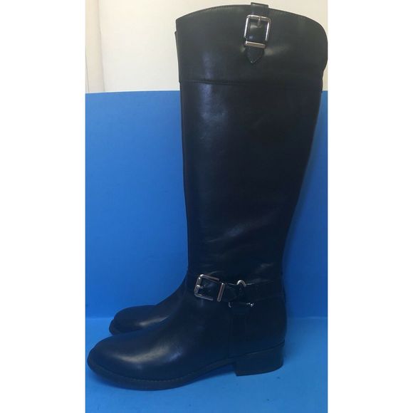 INC International Concepts Shoes - INC Womens Black Leather Riding Boots Shoes 6.5 M